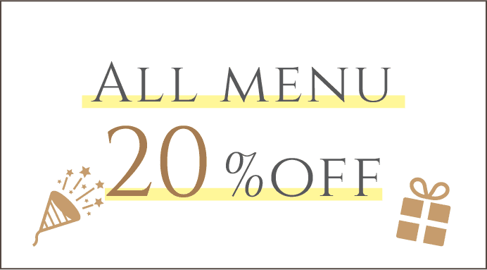 All menu 20% OFF
